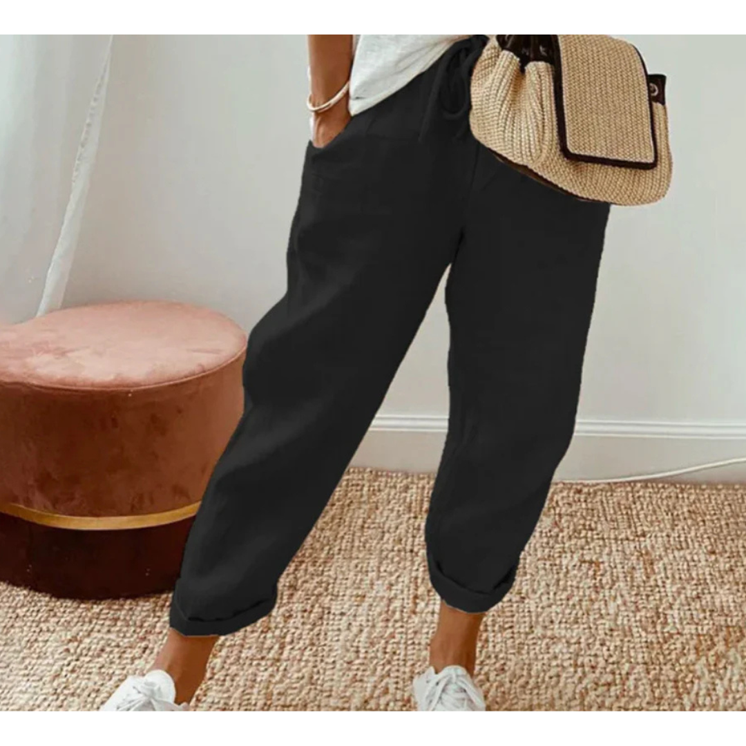 Pantalones Casual Relaxed Fit Mujer | Cordón De Ajuste