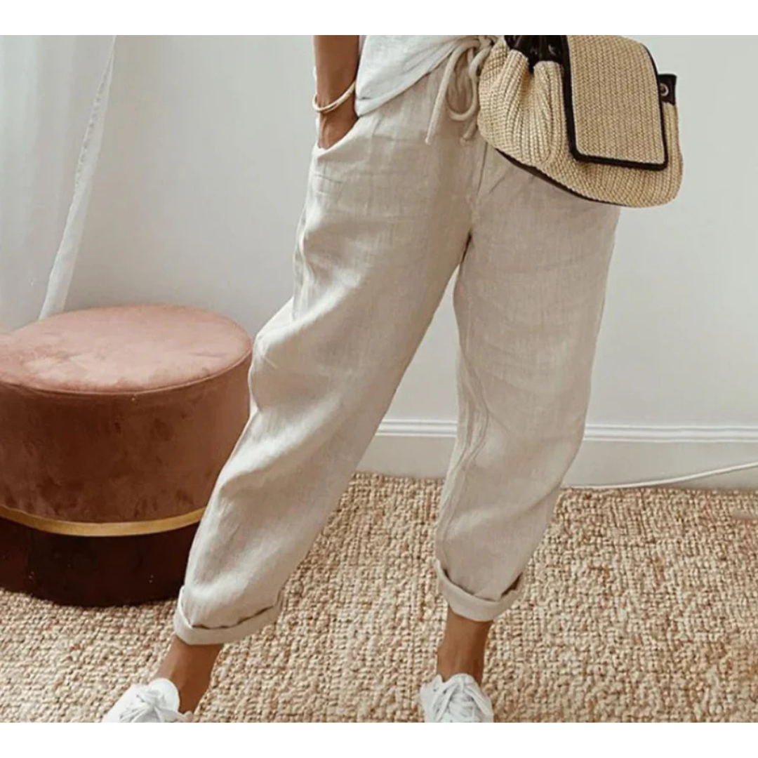 Pantalones Casual Relaxed Fit Mujer | Cordón De Ajuste